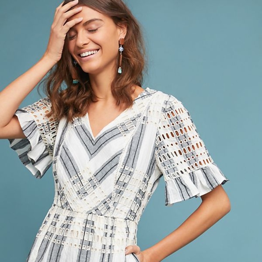 Striped Eyelet Romper